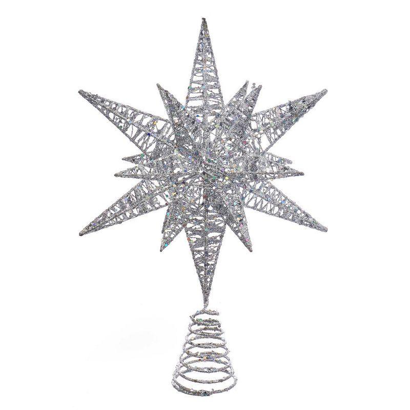 Silver Glitter Wire 3D Star Christmas Tree Topper