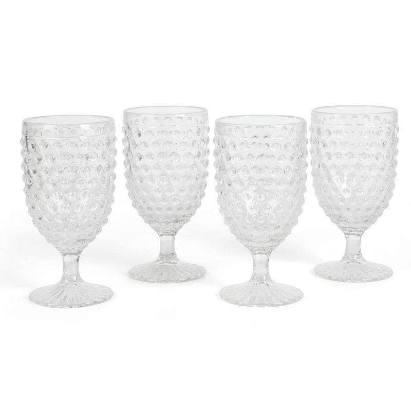 Chauncey Clear 14.2 oz Hobnail Handmade Glass Tumbler Set of 4