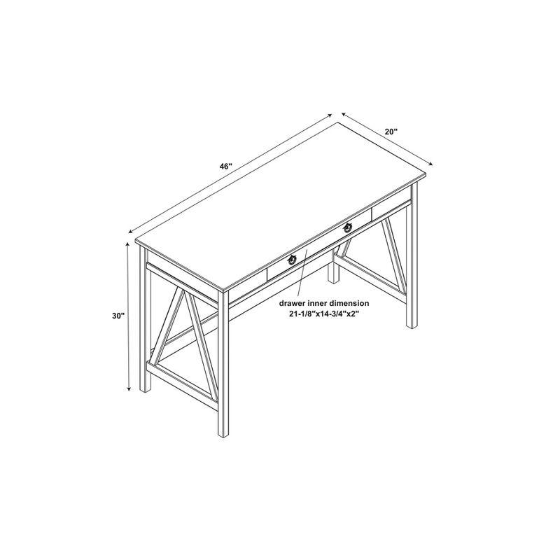 46" Titian Transitional Writing Desk Tobacco - Linon: Home Office Furniture, Pine Frame, Metal Hardware