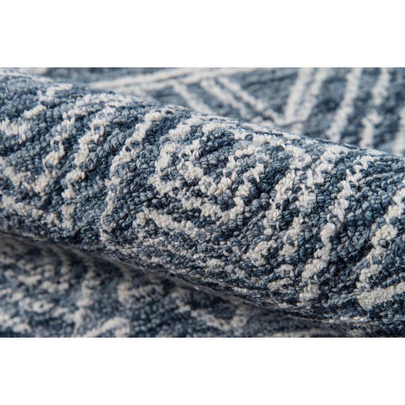 3'6"x5'6" Mallorca Evalyn Area Rug Denim - Momeni: Wool, Geometric, Bohemian, Handmade, Low Pile, Indoor Use