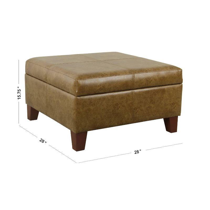 Luxury Large Square Storage Ottoman Distressed Brown - HomePop: Upholstered, Modern Style, 250lb Capacity