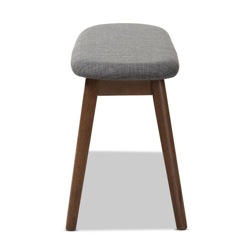 George Oliver Echoes Mid-Century Modern Bench with Dark Grey Fabric Upholstery and Walnut Finish