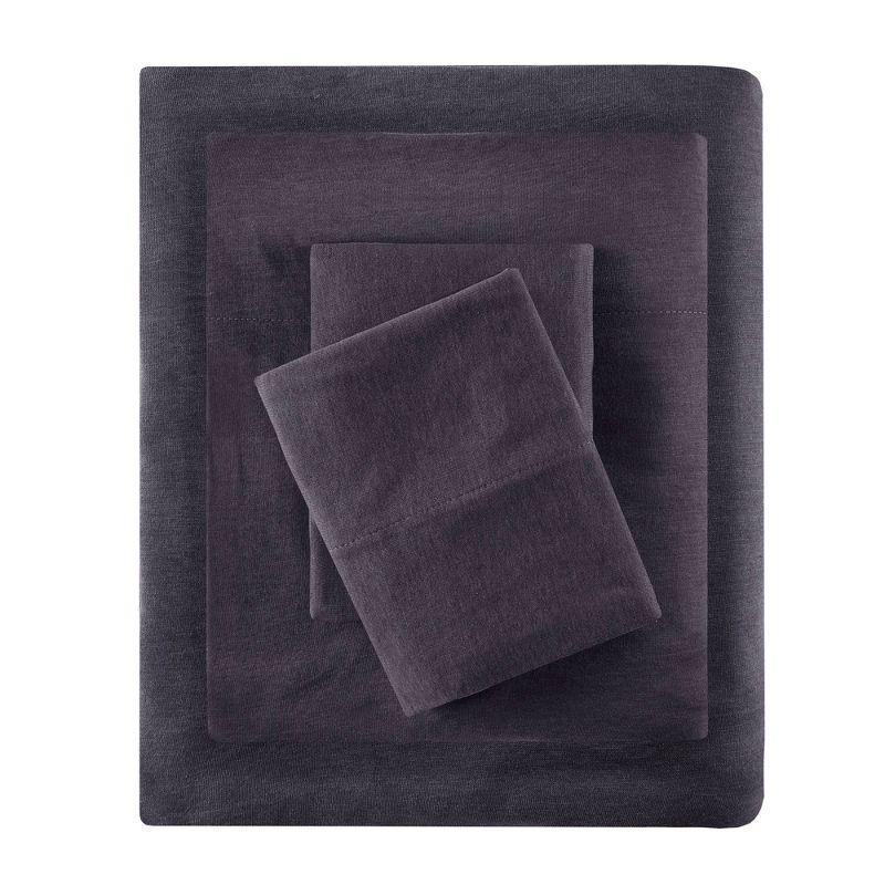 Twin Dark Grey Polyester Jersey Knit Sheet Set