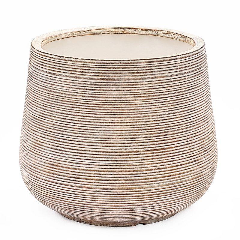 LuxenHome Distressed Tan MgO 15" H Tapered Round Planter Brown