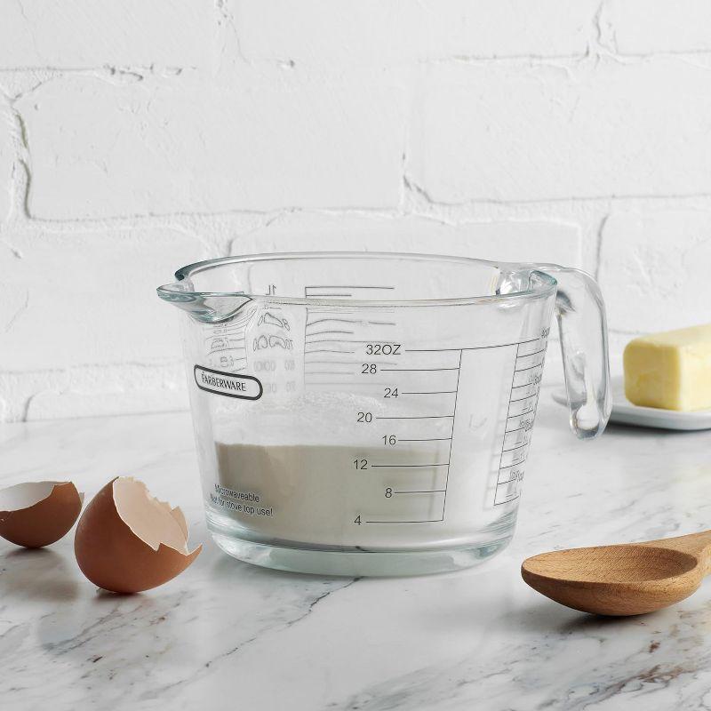 Farberware Farberware 4-Cup Borosilicate Glass Wet and Dry Measuring Cup with Oversized Measurements, Clear