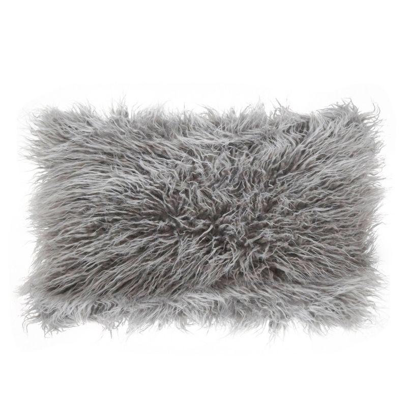 Poly Filled Faux Mongolian Fur Throw Pillow - Saro Lifestyle