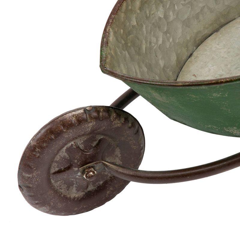 2pk Rustic Iron Wheelbarrow Garden Novelty Planter Green - Alpine Corporation