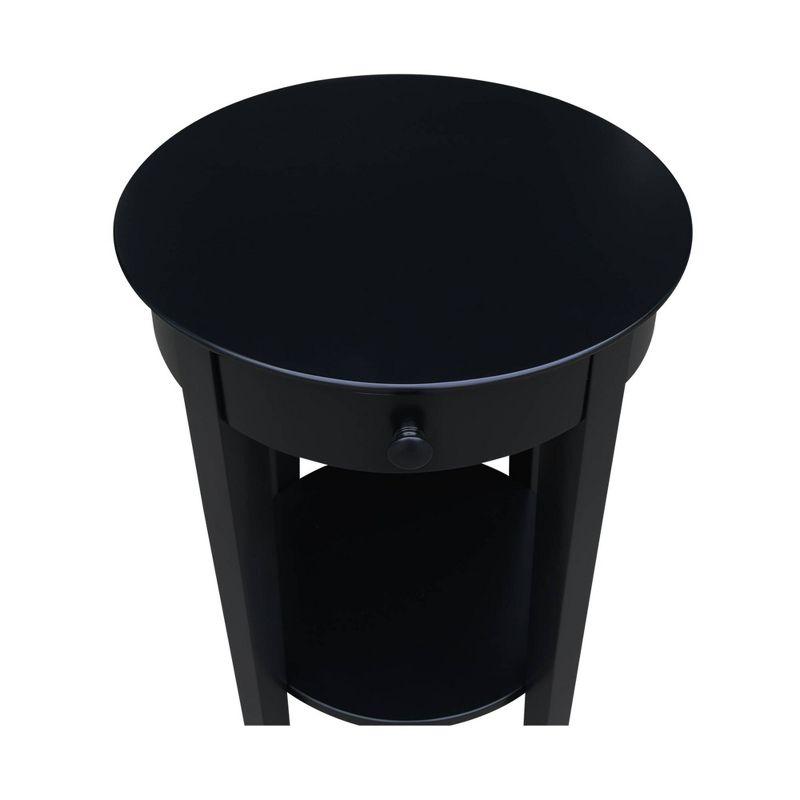 Phillips Accent Table with Drawer Black - International Concepts: Solid Parawood, Mid-Century Modern, Square Shape