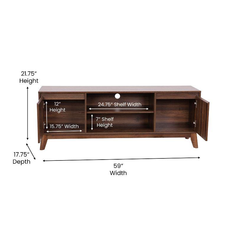 Flash Furniture Hatfield Mid-Century Modern TV Stand for up to 64 inch TV's - Media Center with Adjustable Center Shelf and Dual Soft Close Doors