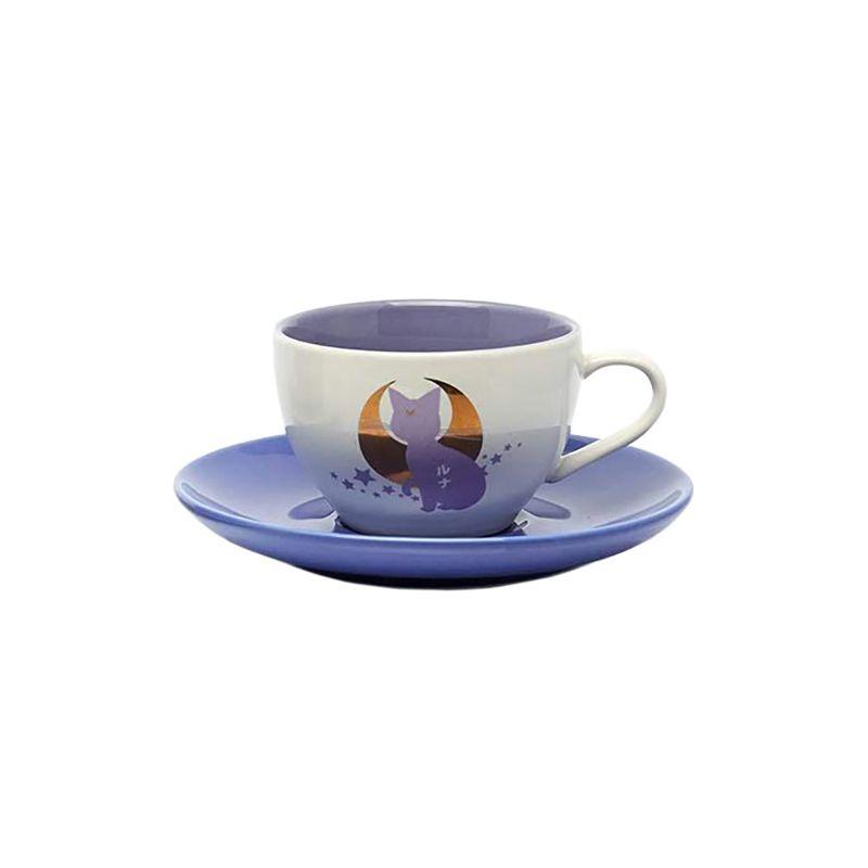 Sailor Moon Anime Manga Luna and Artemis 4 PC Tea Cup Set 6.7 oz 2 Saucers 2 Cups Multicoloured