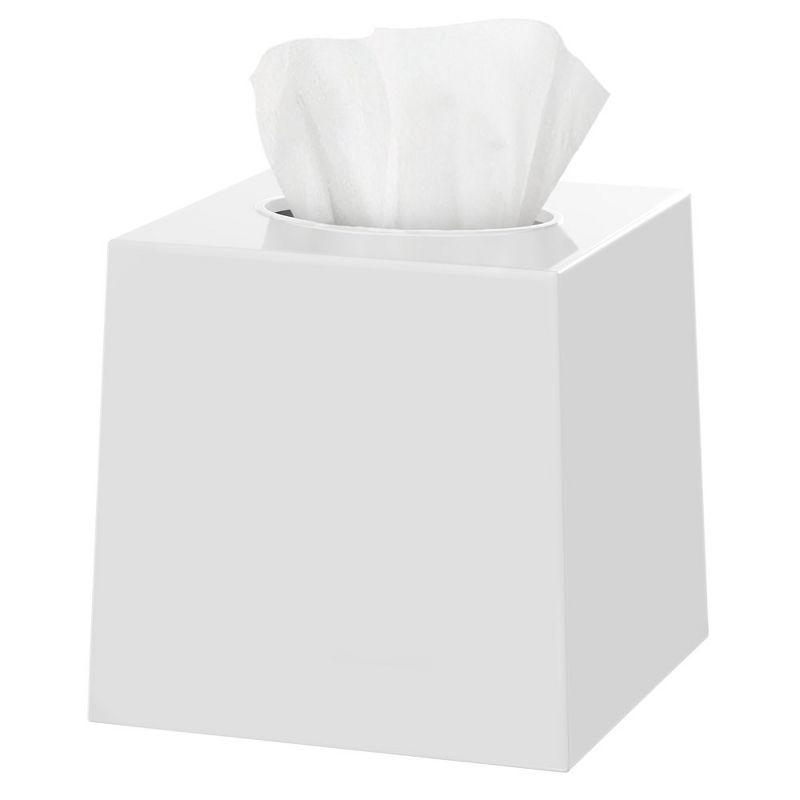 White Plastic Modern Square Tissue Box Cover