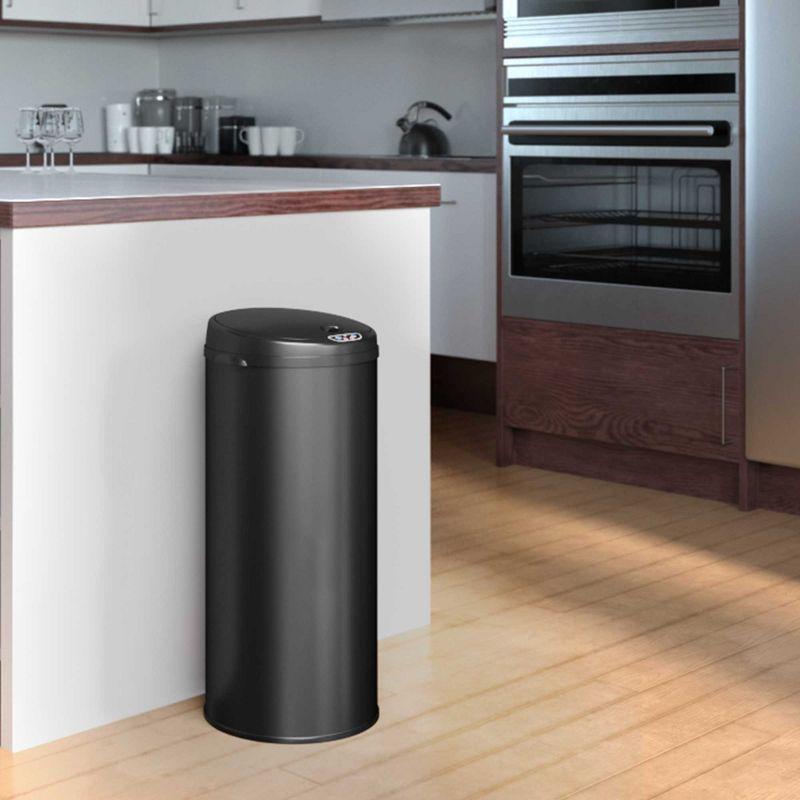 iTouchless Sensor Kitchen Trash Can with AbsorbX Odor Filter Round 13 Gallon Black Stainless Steel
