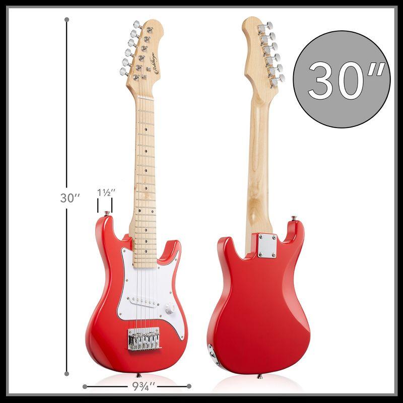 Ashthorpe 30-Inch Beginner Electric Guitar with Amplifier - Red, Kids Basic Starter Kit with Gig Bag and Accessories