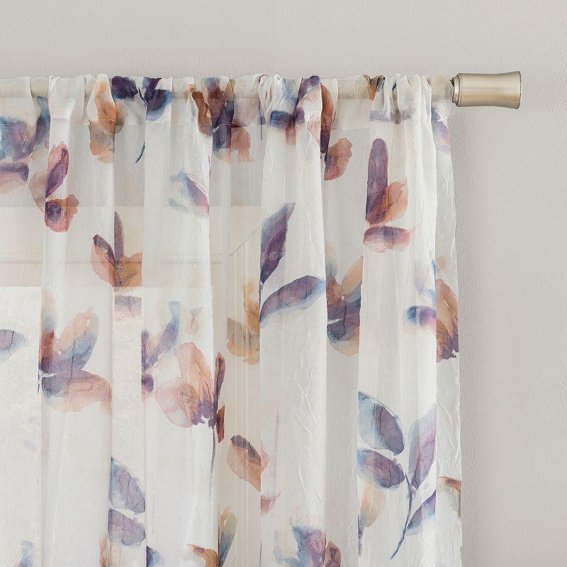 No. 918 Sheer Ellie Floral Print Rod Pocket Curtain Panel