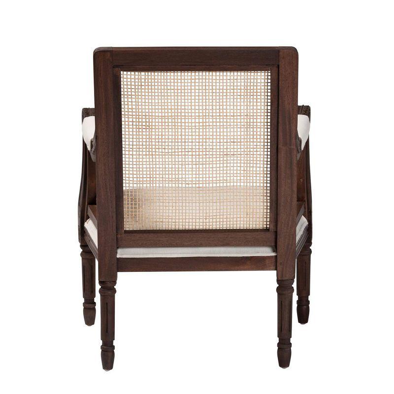 bali & pari Desmond Fabric and Wood Accent Chair Beige/Dark Brown: Traditional French Design, Foam Padded, Bayur Frame