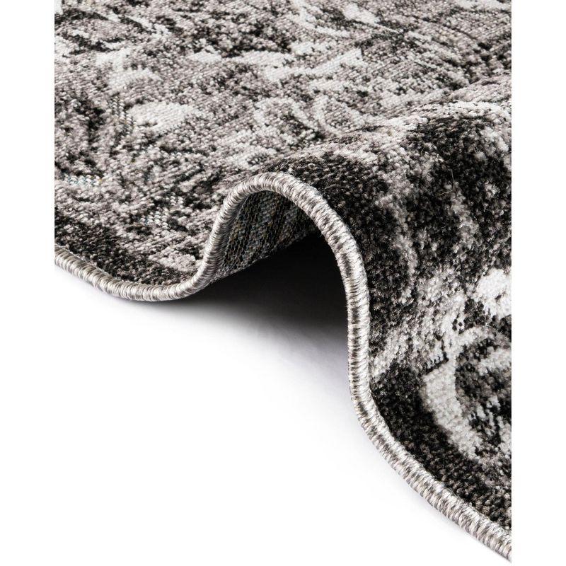 Unique Loom 2' 0 x 6' 1 Runner Light Gray Outdoor Botanical Manchester Area Rug