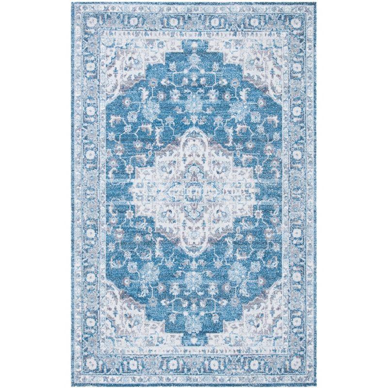 Vintage Elegance 5'x8' Blue Cotton Blend Flatweave Area Rug