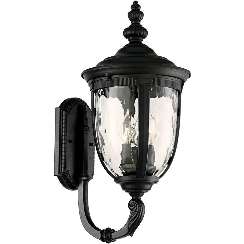 John Timberland Bellagio Vintage Rustic Outdoor Wall Light Fixture Textured Black Upbridge 21" Clear Hammered Glass for Post Exterior Barn Deck House