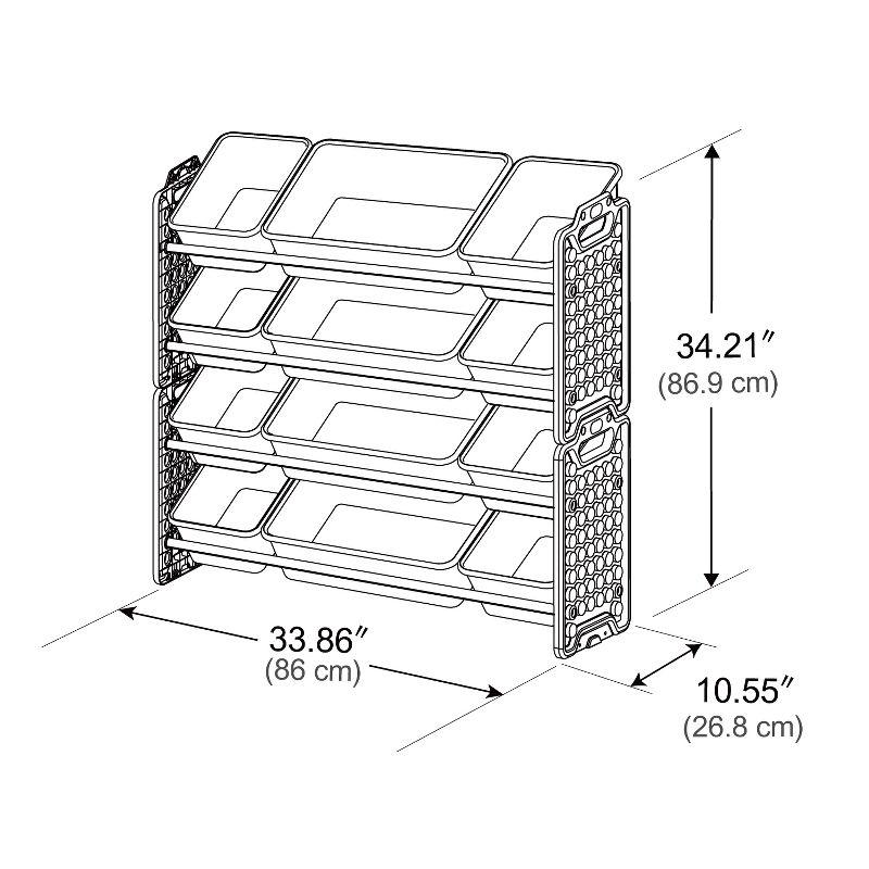 UNiPLAY Toy Organizer With Removable Storage Bins, Multi-Bin Organizer for Books, Building Blocks, School Materials, Toys with Baseplate Board Frame