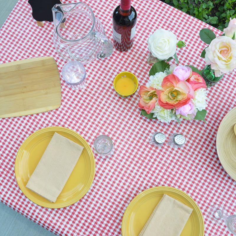 Magic Cover Red and White Checkered Vinyl Disposable Tablecloth