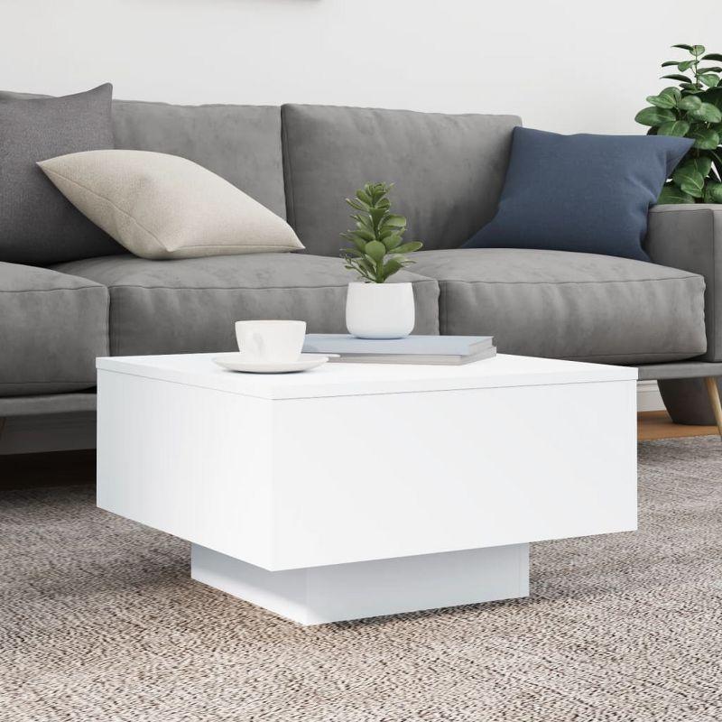 vidaXL Coffee Table with LED Lights White 21.7 in.x21.7 in.x12.2 in.