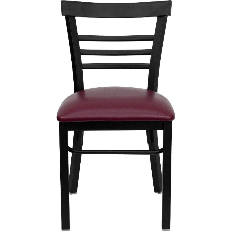 Flash Furniture Black Three-Slat Ladder Back Metal Restaurant Chair