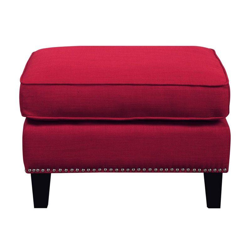 Emery Ottoman Berry - Picket House Furnishings: Contemporary Nailhead Trim, Square Upholstered Footstool