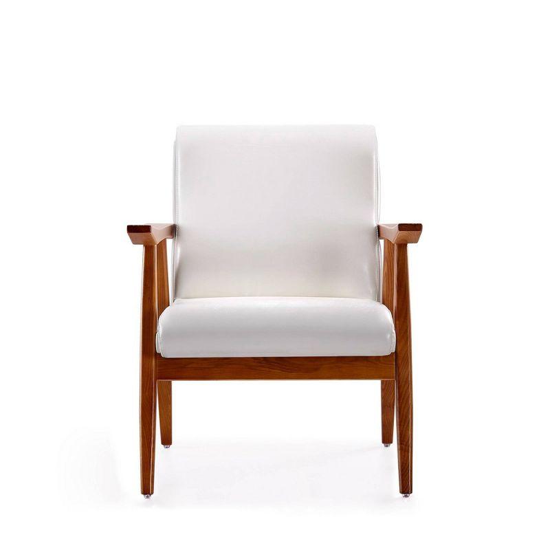 Set of 2 Archduke Faux Leather Accent Chairs White - Manhattan Comfort: Beechwood Frame, No Assembly Required