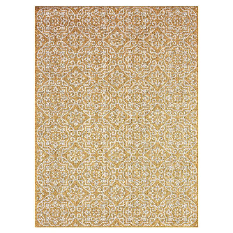 Nicole Miller New York Patio Country Danica Geometric Indoor/Outdoor Area Rug, Yellow/White