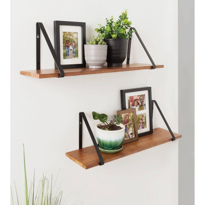 Kate & Laurel All Things Decor 27" x 8.3" 2pc Solomon Wooden Shelf Set Brown/Black: Metal Frame, No Assembly Required