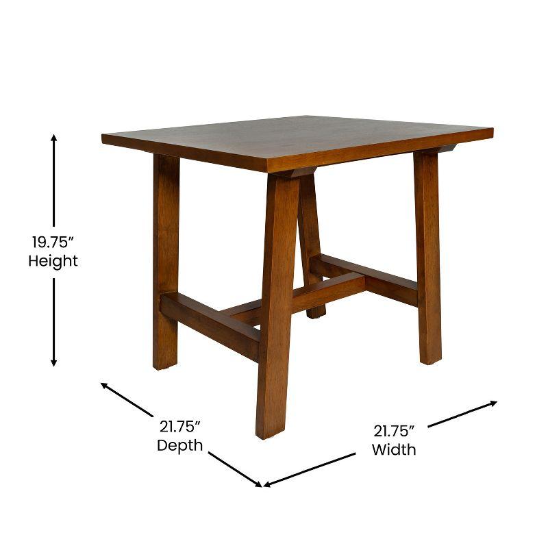 Emma and Oliver Solid Wood Farmhouse Trestle End Table in Walnut