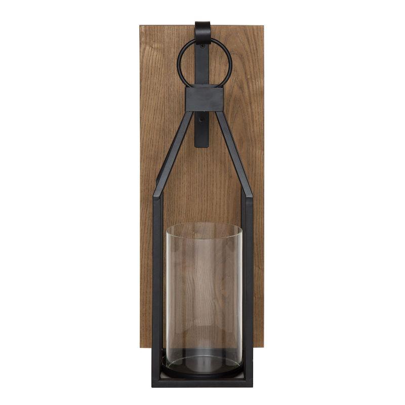Kate and Laurel Oakly Rectangle Wood Wall Sconce, 7x18, Rustic Brown