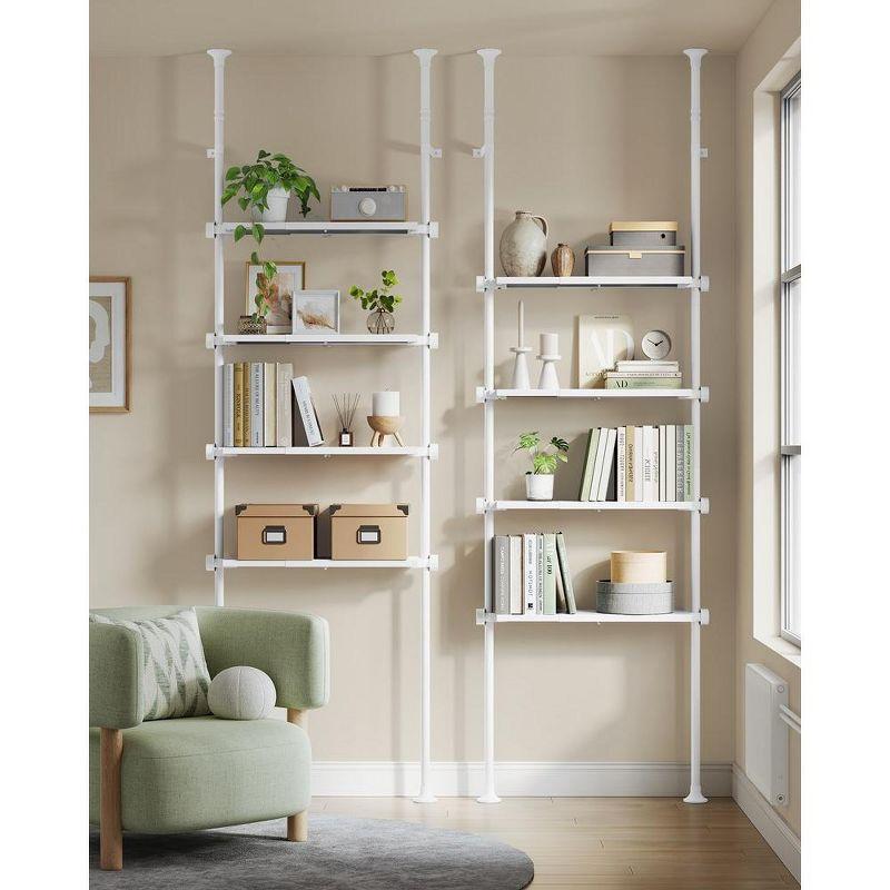 SONGMICS Bathroom Organizer 4-Tier, Over The Toilet Storage Shelf, 4 Height Adjustable and Extendable Shelves, 35.4 to 122.1 Inch Tall,Pearl White