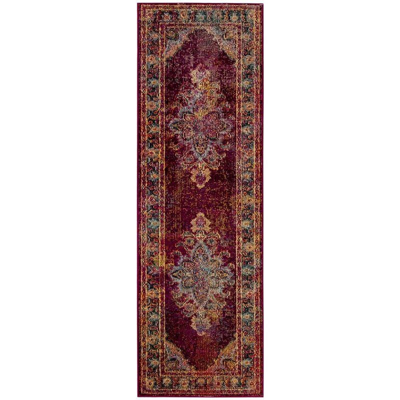 Crystal CRS508 Power Loomed Runner Rug - Ruby/Navy - 2'2"x7' - Safavieh.