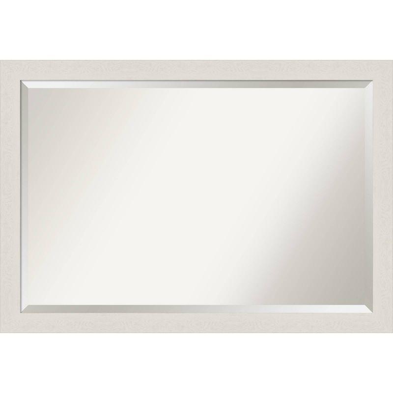 39" x 27" Rustic Plank White Framed Bathroom Vanity Wall Mirror - Amanti Art: Wall Mounted, Includes Hardware