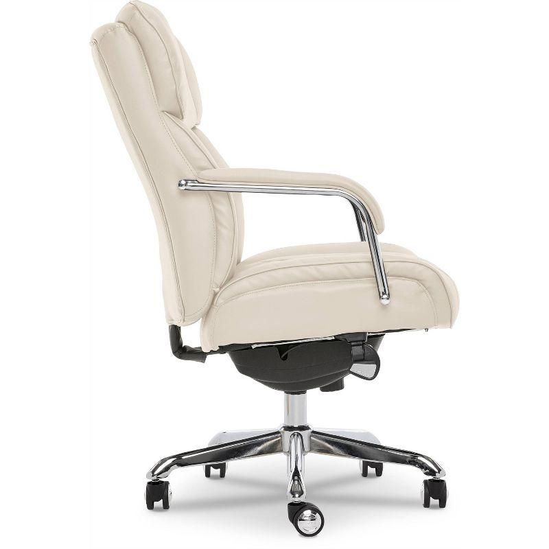 Sutherland Quilted Leather Office Chair with Padded Arms Ivory - La-Z-Boy: Ergonomic, Adjustable, Swivel, Wood Composite Frame