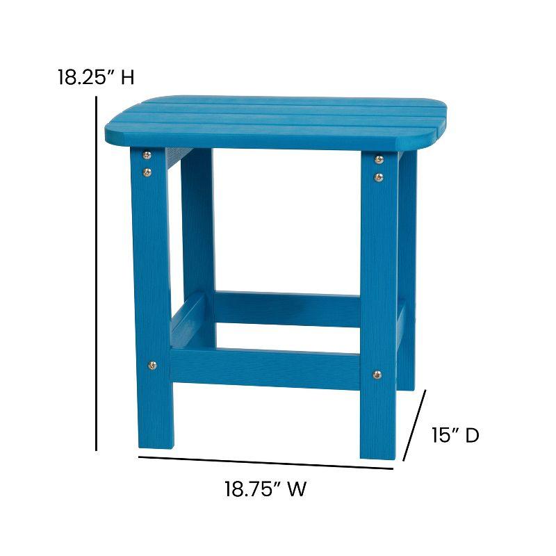 Flash Furniture Charlestown All-Weather Poly Resin Wood Adirondack Side Table in Blue