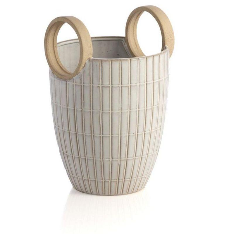 Shiraleah White Decorative Avila Vase with Round Handles