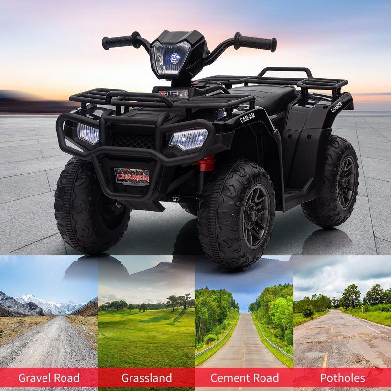 Black 12V Kids Ride-On Electric Quad ATV with LED Lights and Music