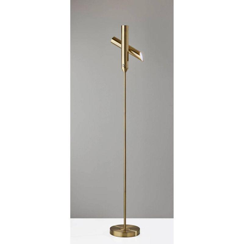 Antique Brass Adjustable LED Torchiere Floor Lamp with Touch Sensor