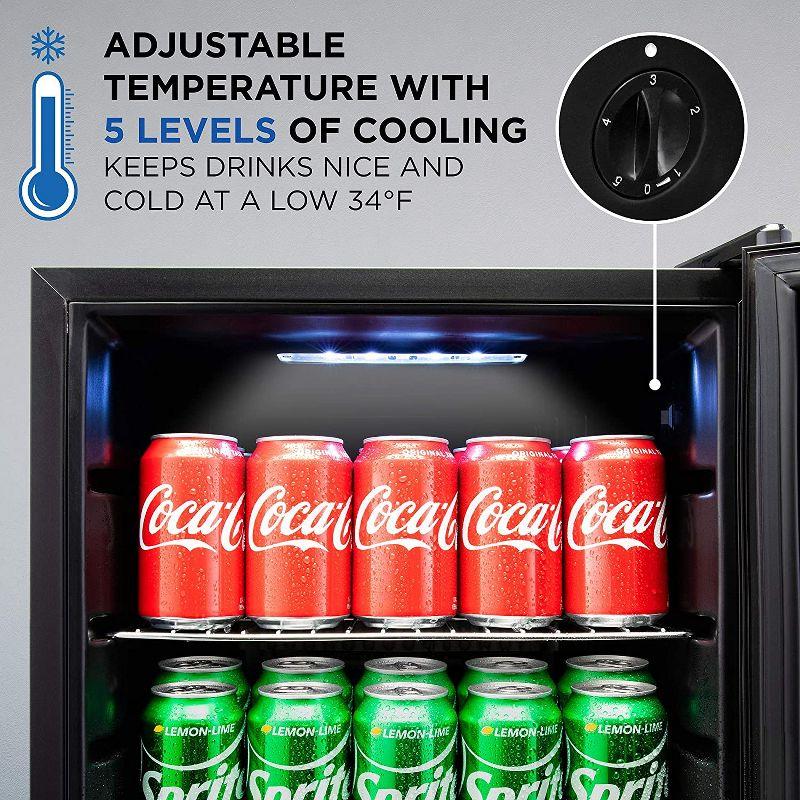 Ivation 126 Can Beverage Refrigerator, Freestanding Mini Fridge with Glass Door - Black
