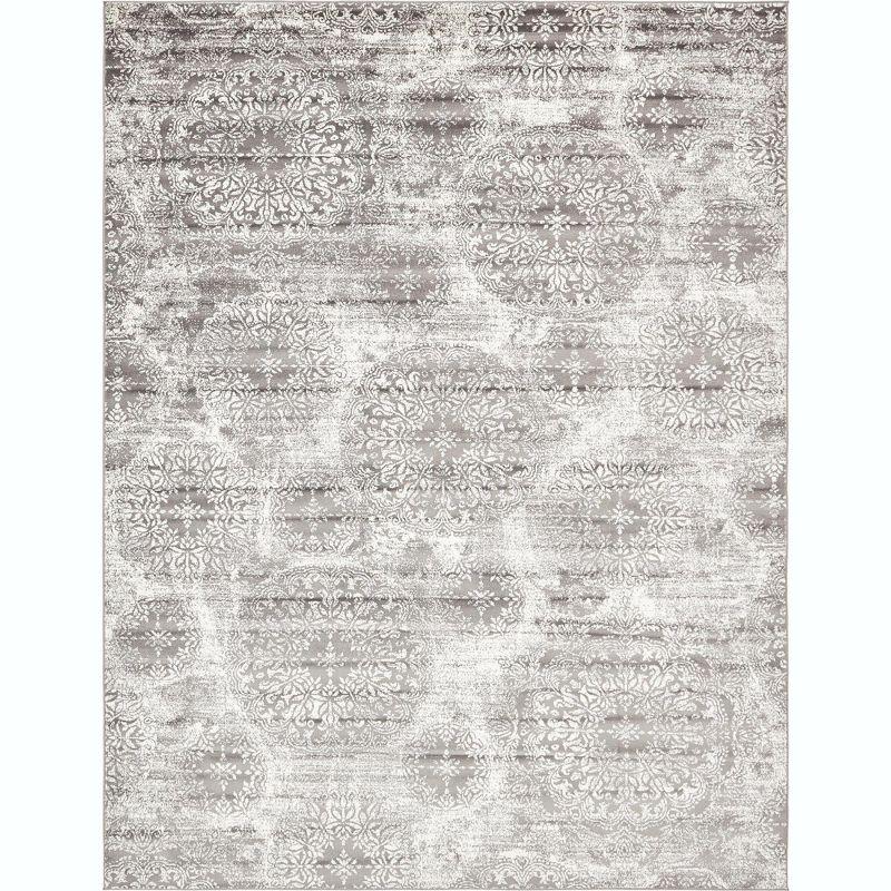 Grand Sofia Distressed Gray and Ivory 9' x 12' Synthetic Area Rug