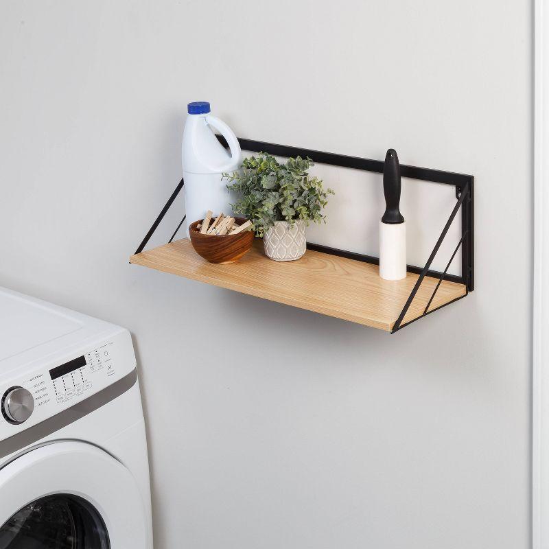 Honey-Can-Do Large Laundry Wall Shelf with Wood Light Oak