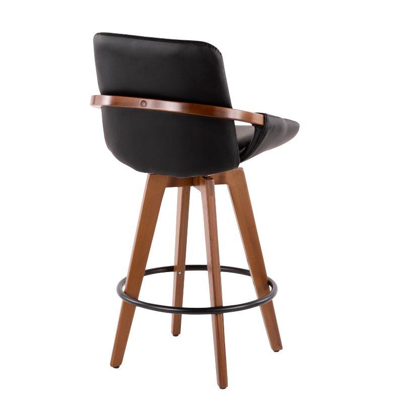 26" Cosmo Mid-Century Modern Counter Height Barstool Black - LumiSource: Upholstered, Wood Legs, 250lb Capacity