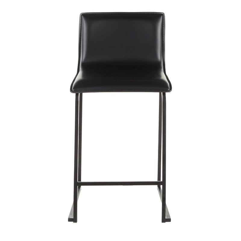 Set of 2 26" Mara Contemporary Counter Height Barstools Black - LumiSource: Faux Leather, Metal Base, Built-in Footrest