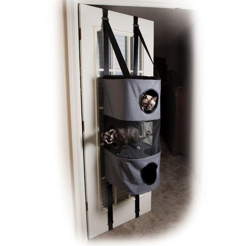 Gray 3-Story Hanging Cat Condo with Mesh Windows