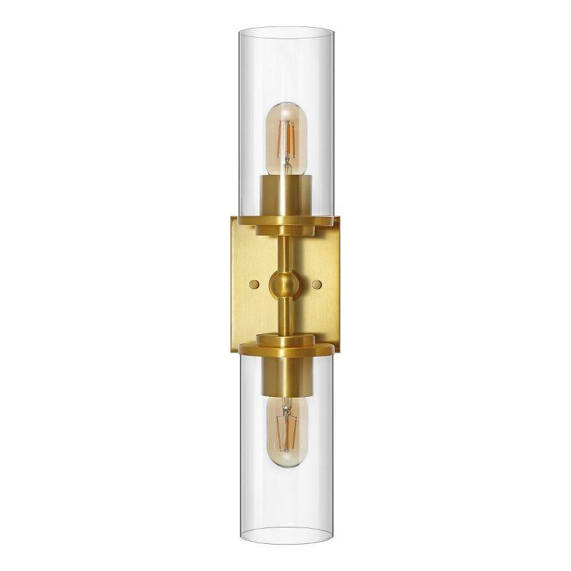 Lolita 2-Light Brass Gold Wall Sconce with Clear Shade