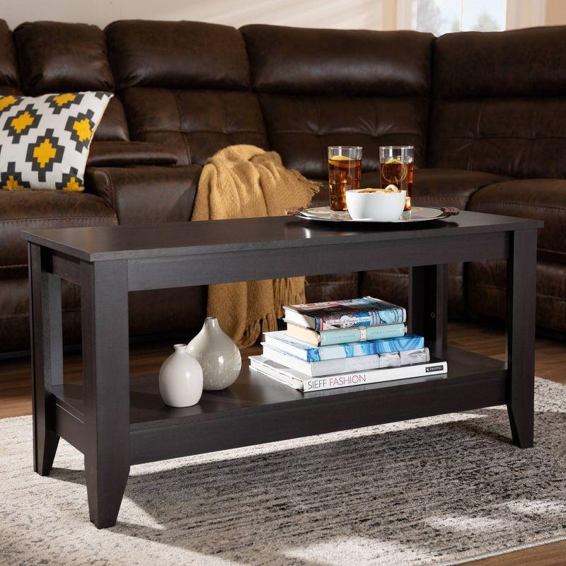 Elada 40'' Dark Wenge Brown Wood Rectangular Coffee Table