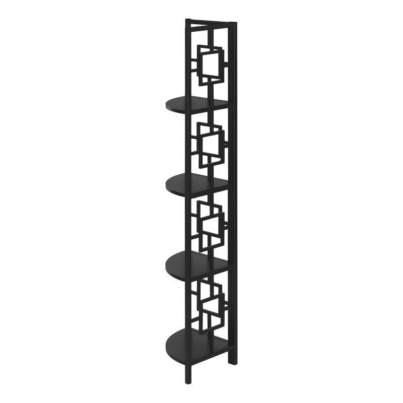 Monarch Specialties Bookshelf Bookcase Etagere Corner 4 Tier 62InchH Office Bedroom Metal Laminate Black Contemporary Modern