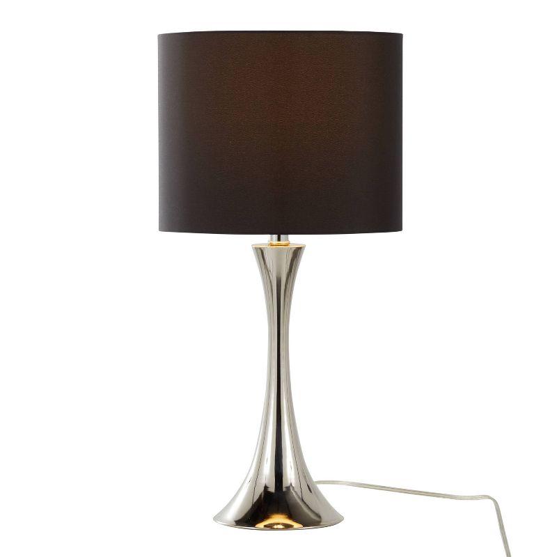 LumiSource (Set of 2) Lenuxe 24" Contemporary Metal Table Lamps Polished Nickel with Black Silk-like Shade from Grandview Gallery